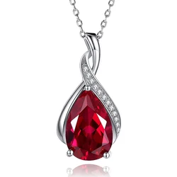 Huitan Luxury Pear CZ Pendant Necklace Women Blue/Green/Red/Purple Bridal Wedding Engagement Graceful Accessories Trendy Jewelry