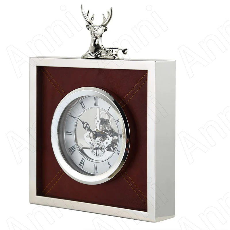 

Little Golden Deer Metal Desk Clock European Luxury Painted Table Clocks Living Room Desktop Ornaments Home Decoration Modern