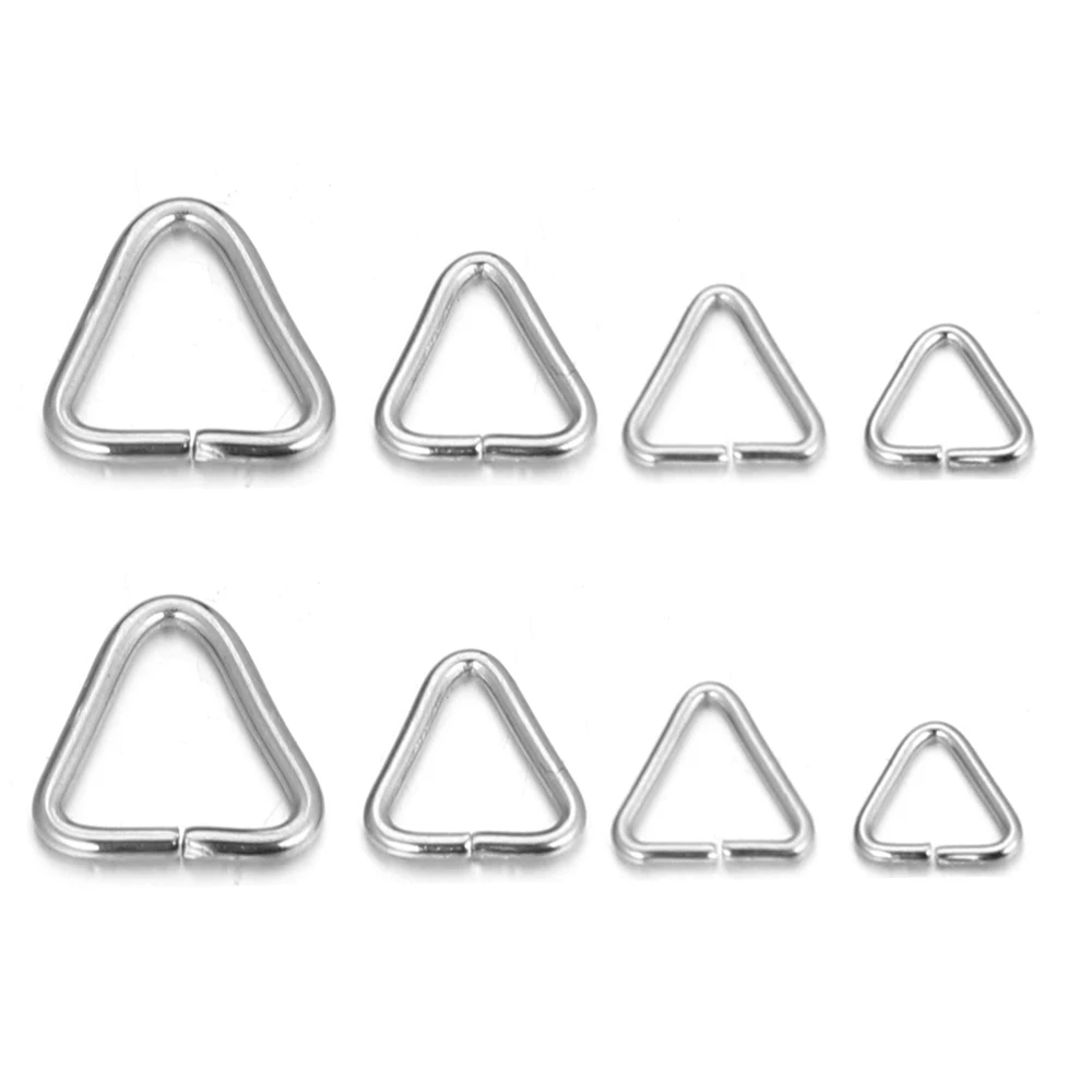 Bagues triangulaires en acier inoxydable pour diabétique, anneaux fendus argentés, bijoux de bricolage, artisanat exécutif, accessoires en vrac, 100