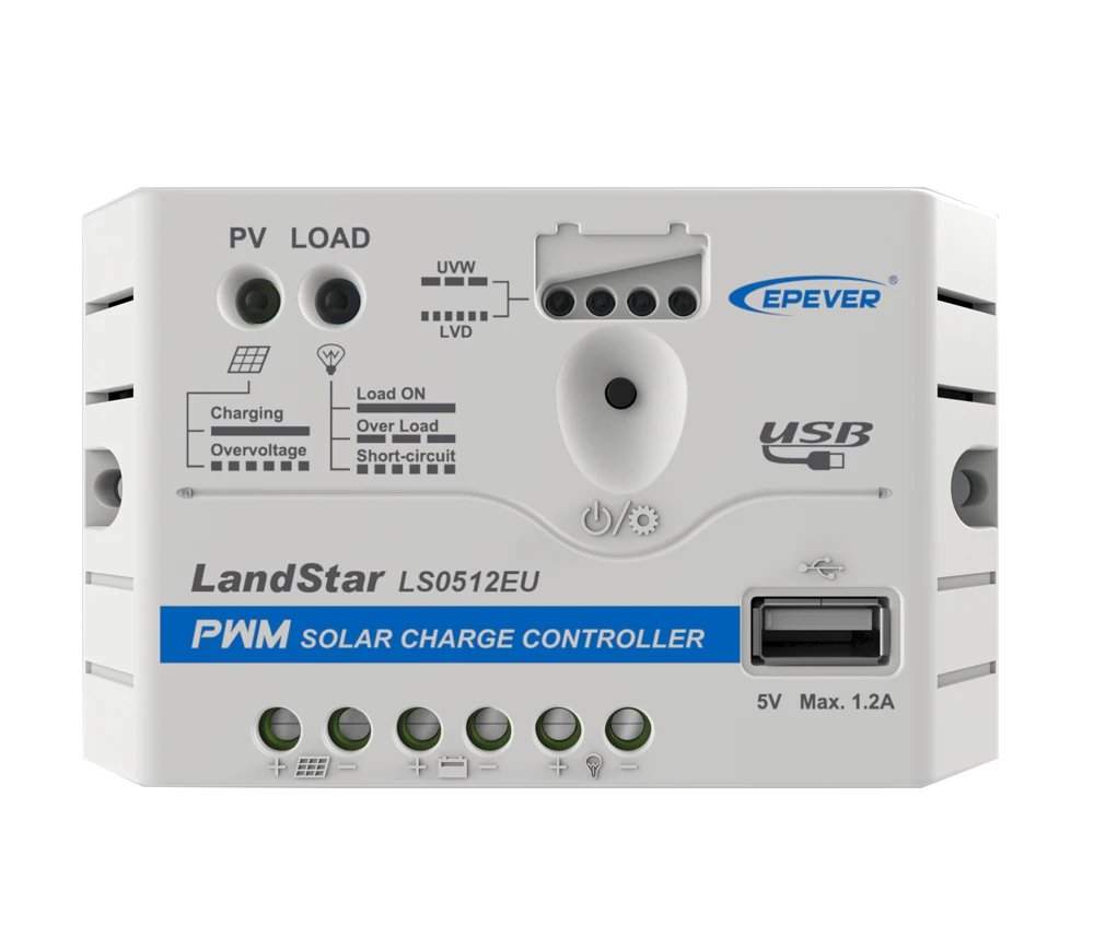 LS-EU series PWM solar regulator controller LS0512EU LS1012EU LS1024EU LS2024EU LS3024EU with USB terminal output bulit in