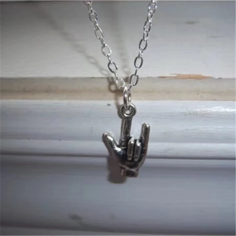 I Love You Sign Language Necklace I Love You Necklace Hand Necklace Sign Language Necklace
