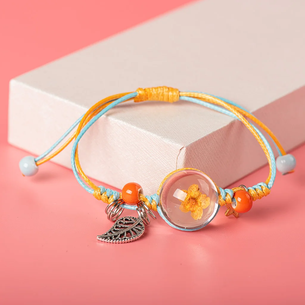 Colorful Flower Glass Pendant Bracelet Hand Made Cermaic Beads Bracelets Bangles For women Wholesale #XN036