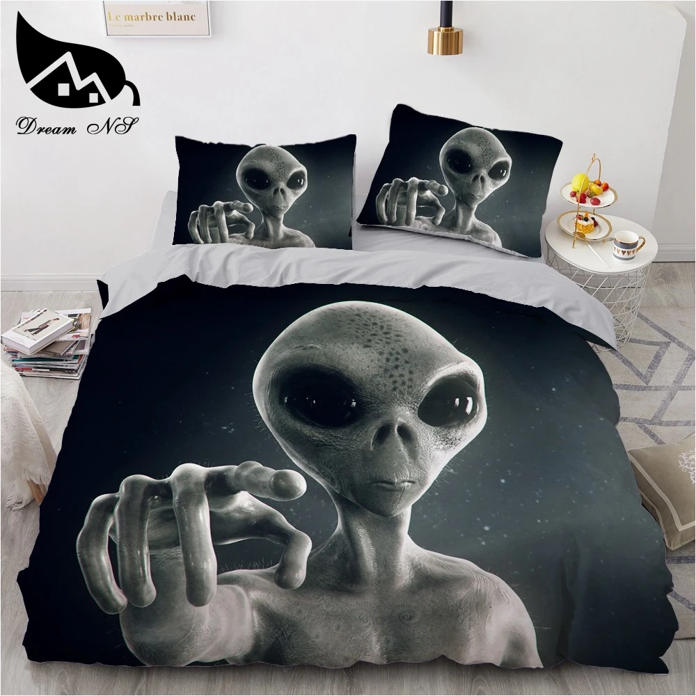 Dream NS Digital Sci-fi Alien Print Bedding Home Textiles Set Queen Bedclothes Duvet Cover Pillowcase Bedding Sets