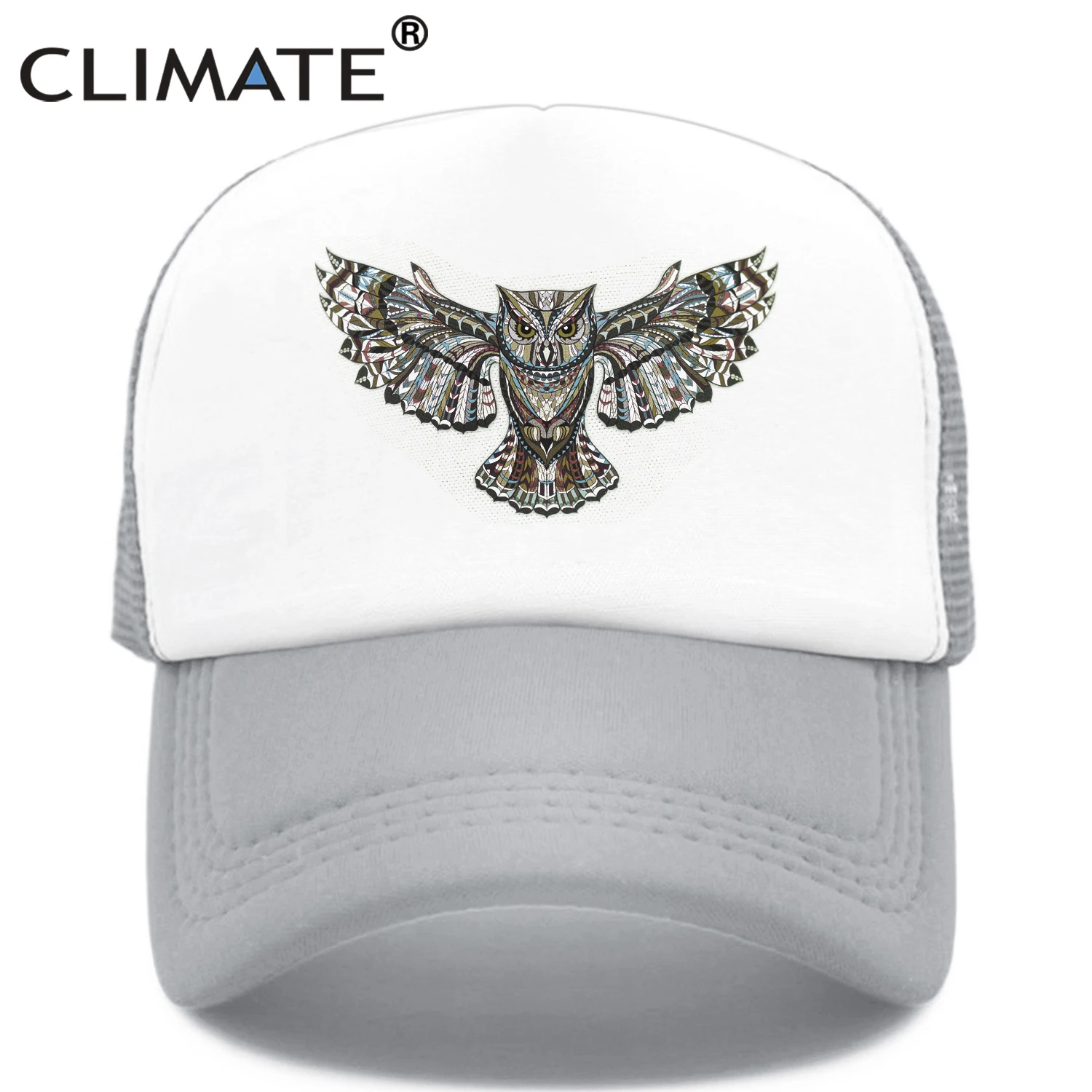 CLIMATE Owl Owlet Trucker Cap Cool Forest Night Owl Cap Men Dark Owl Hunt Animal Hip Hop Hat Cap Cool Summer Mesh Cap Adult Kid