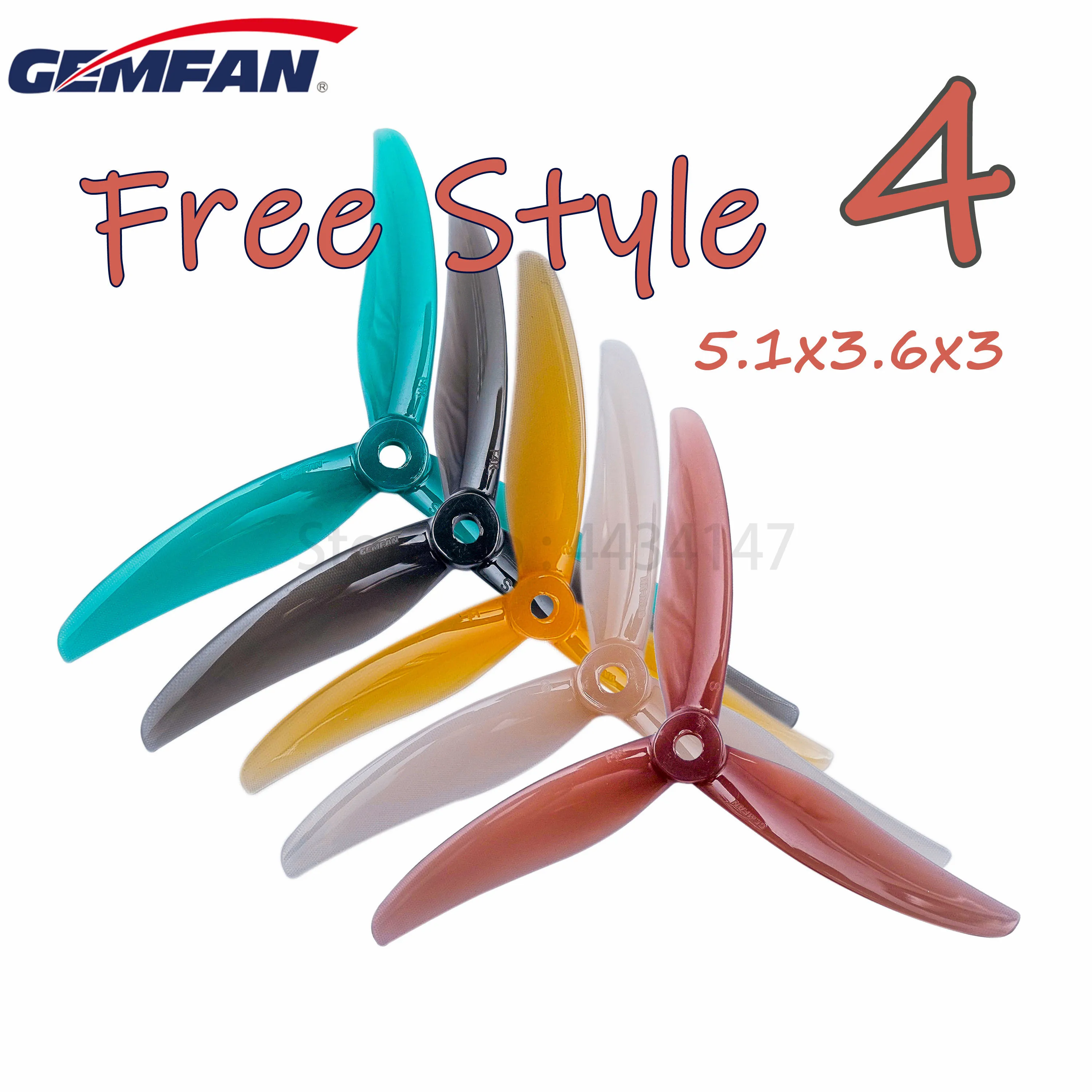 24pcs/12pairs Gemfan Freestyle 4S 3 Blade Propellers F4 F4S Freestyle 4 5136 5.1x3.6x3 PC Props for FPV Freestyle RC Drone