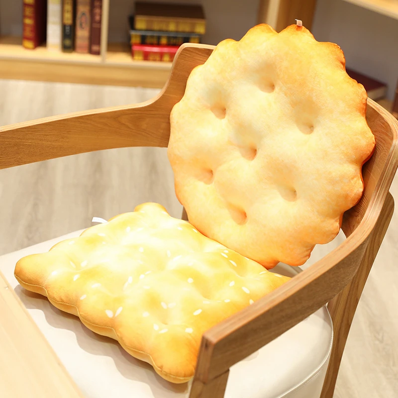 New 38CM Simulation Biscuits Pillow Plush Cushion Plush Toy Doll Kids Home Decor Biscuits Seat Cushion Chair Car Seat Cushion