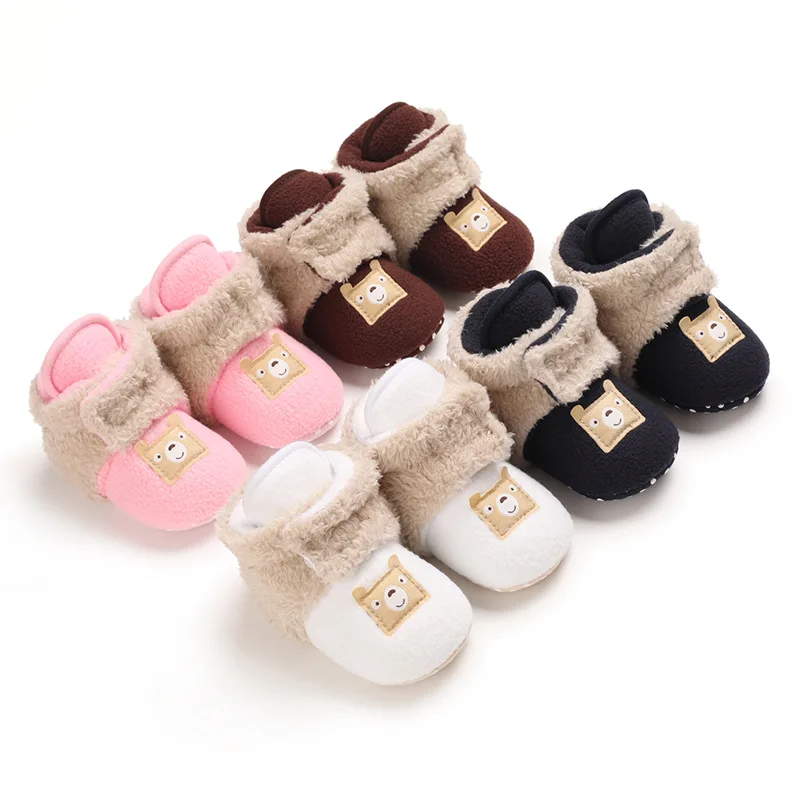 

2020 Baby Boots Baby Autumn Winter Girl Boys Warm Shoes Cartoon Fashion Toddler Fuzzy First Walkers Kid Shoes 0-18M