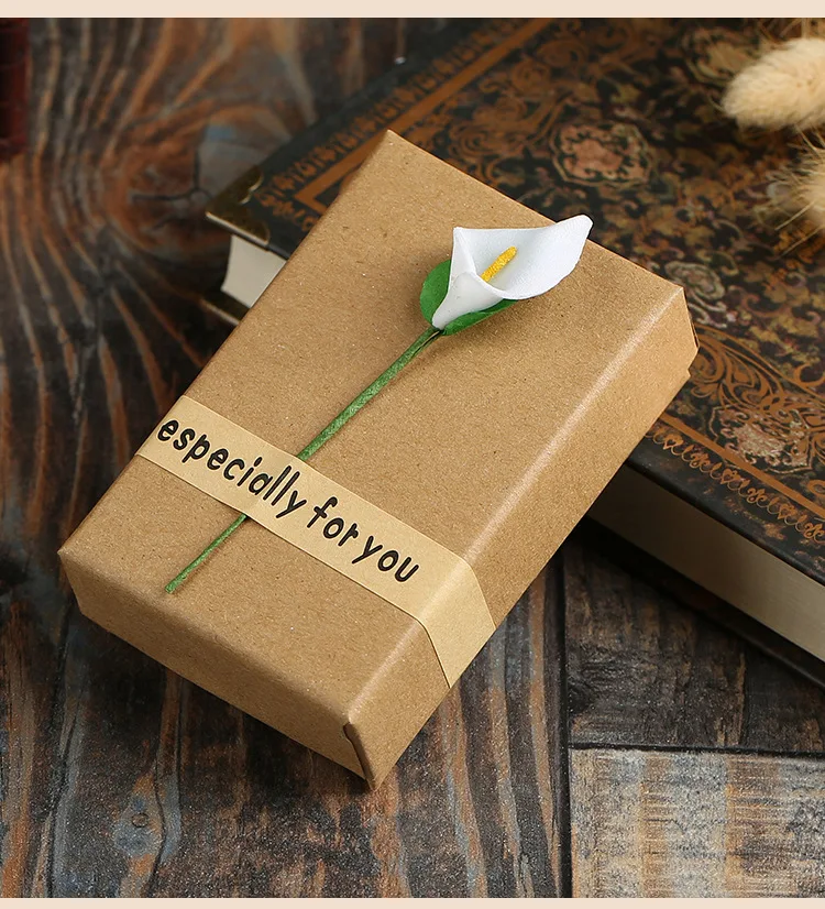 20Pcs Size 5.5x8.7x2.8 cm Brown Kraft Paper Jewelry Packaging Boxes For Earrings Ring Necklace Case Storage With Black Sponge