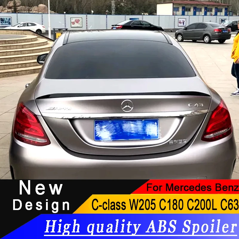 

For Mercedes-Benz C-Class W205 4-Door C180 C200 C260 C300 2013-2019 Saloon ABS Spoiler C63 Rear Wing Glossy Black Or White