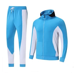 Młodzieżowy dres dla dorosłych z kapturem i zamkiem błyskawicznym kurtki sportowe spodnie Outdoor Jogging sweter spodnie koszykówka piłkarski strój treningowy