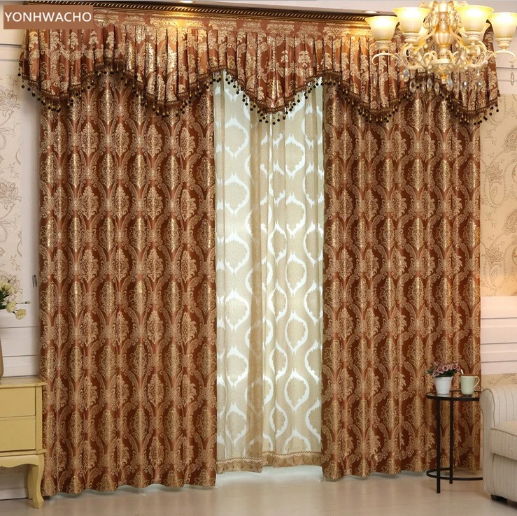 

Custom curtain luxury European window curtain shading fabric bedroom coffee cloth blackout curtain valance tulle panel C372