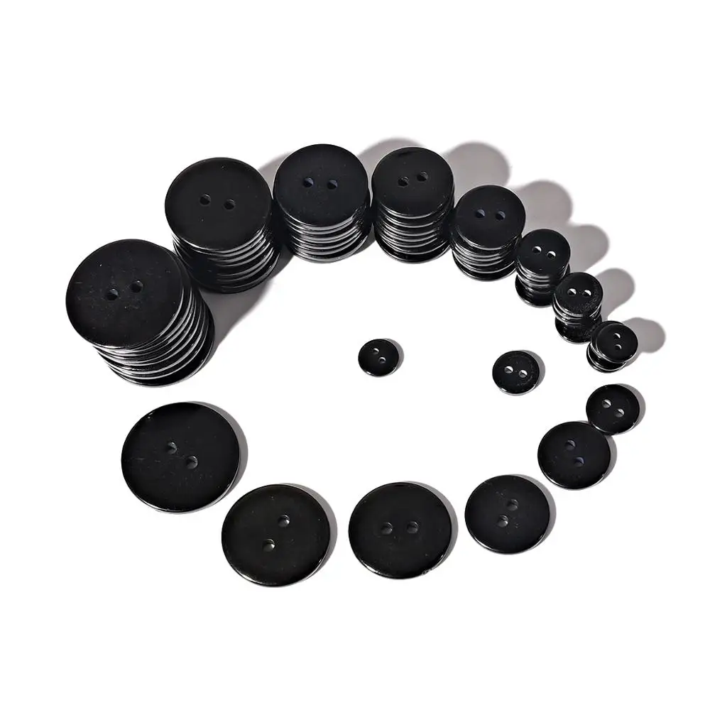 30-100Pcs/Lot Classic Resin White Black Button Decor For Sewing Crafts Clothes Coat DIY Decorative Accessories 8 Sizes 2 Holes