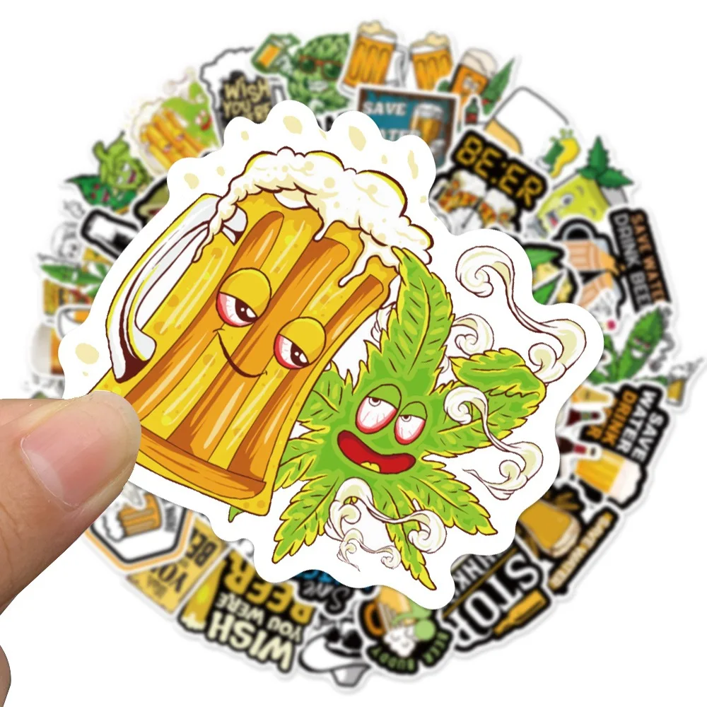 50pcs/Pack Cartoon Summer  Beer DIY Stickers Waterproof  For Skateboard Guitar Luggage  Kids Toys wall decal stickers