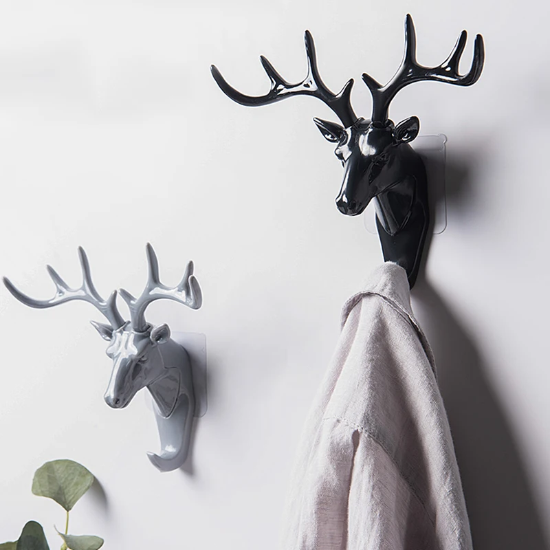 Vintage Deer Wall Hanging Hook Head Antlers per appendere i vestiti cappello sciarpa Key Deer Horns Hanger Rack decorazione della parete all\'ingrosso