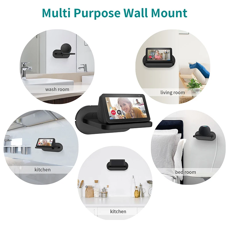 حامل جداري من LINGYOU لـ Amazon Echo Show 5 (الجيل الأول والثالث والثالث) Alexa Echo Dot 4 HomePod Mini رف حامل منزلي ذكي موفر للمساحة