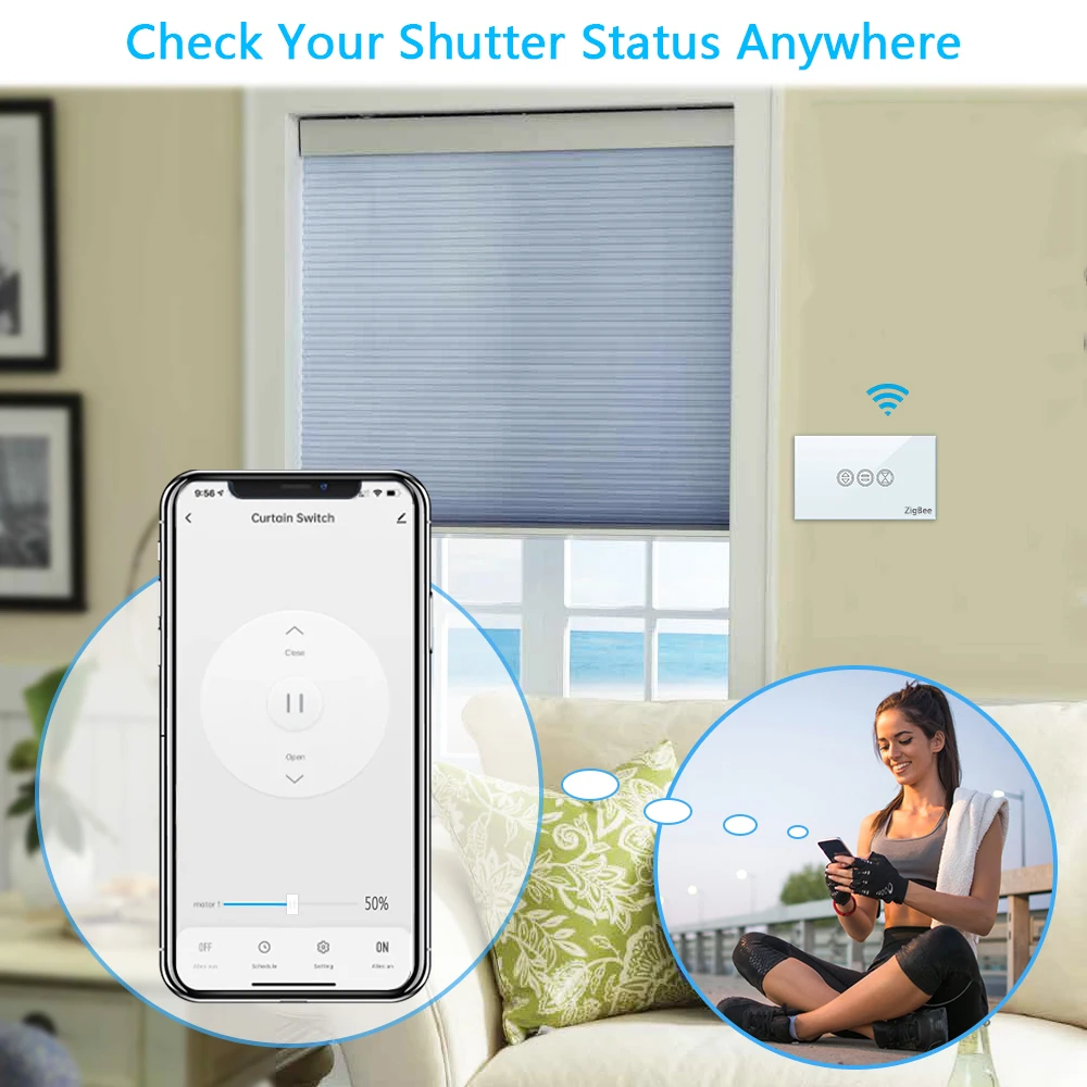 Tuya Smart Life ZigBee3.0 US Curtain Blinds Switch and Remote for Roller Shutter Google Home Alexa Voice Control Automation MQTT