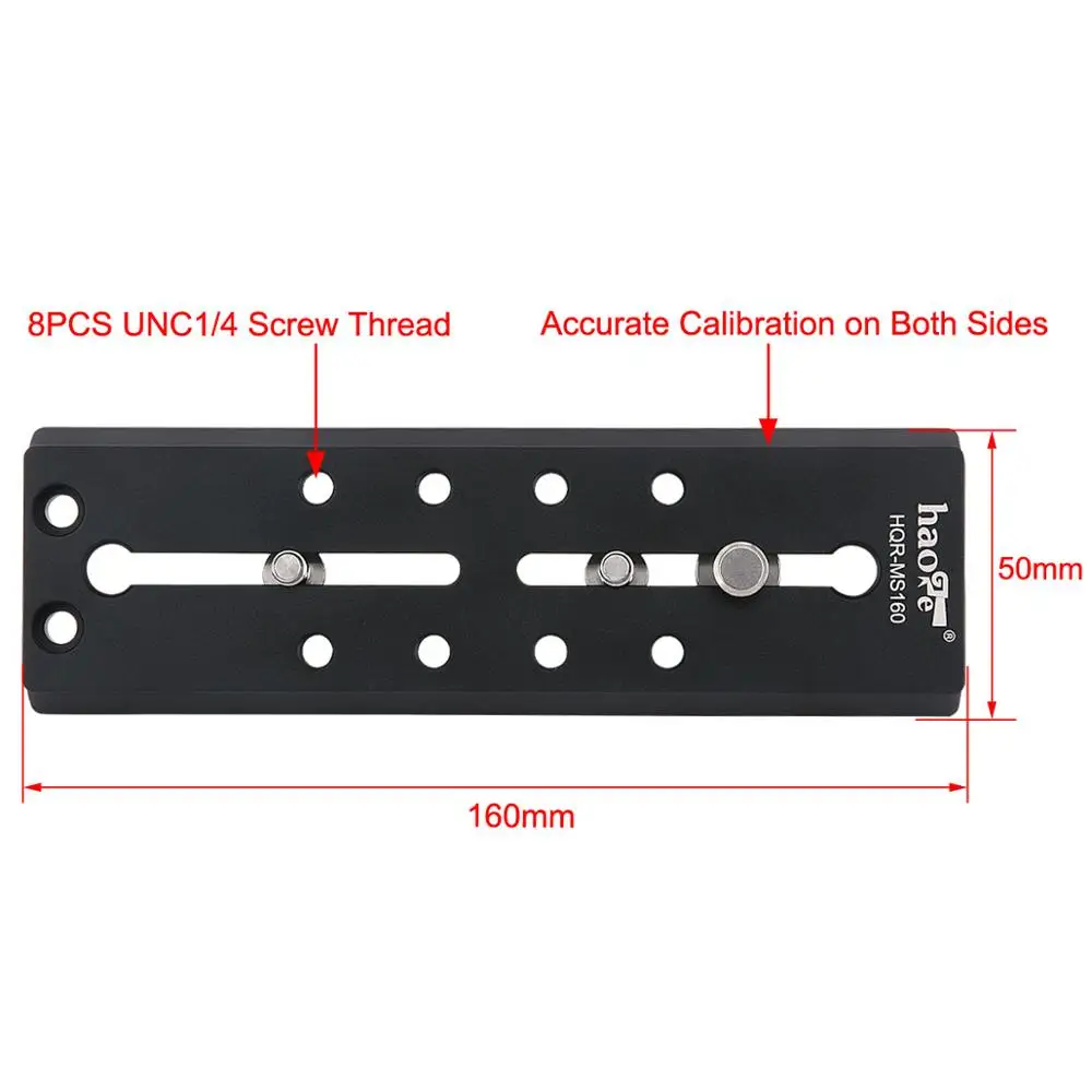 Haoge 160mm Long Sliding Quick Release Plate For Manfrotto Rapid Connect Clamp Benro Sirui Fluid Video Head Tripod Ball Heads