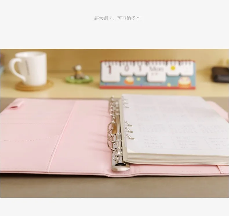 26 farben CMacaron Farbe AA5 A6 6 Ringbuch PU Clip-on Notebook Leder Lose Blatt Notebook Abdeckung Notebooks Journal Schreibwaren – Detail 17