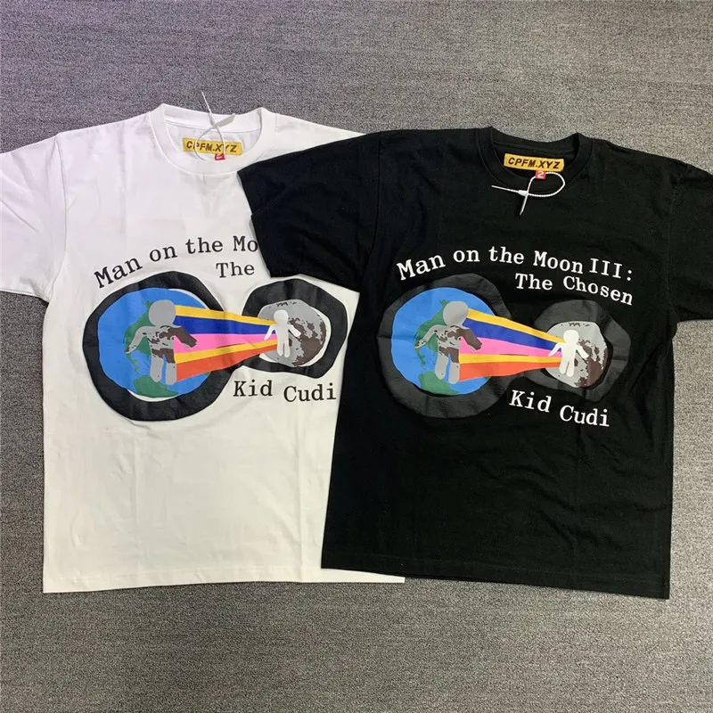 Foaming Printing CPFM x Kid Cudi Man On The Moon III Tee Men Women 1:1 High-quality Black White Streetwear T-shirts New