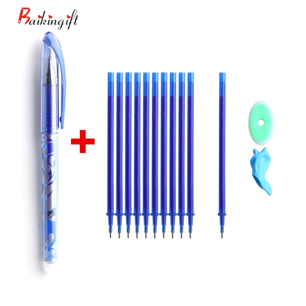 

1+10/Set Erasable Pen Set Gel-ink 0.5MM Magic Gel Pen Set Stationery Office School Supplies Gifts 8 Colors Ink Erasable Pen