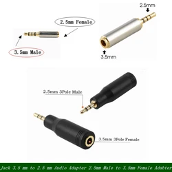 Jack 3.5 mm / 2.5 mm Audio Adapter for Aux Speaker Cable Stereo Headphone Headset Mic 2.5mm Male To 3.5mm Female Plug Connector