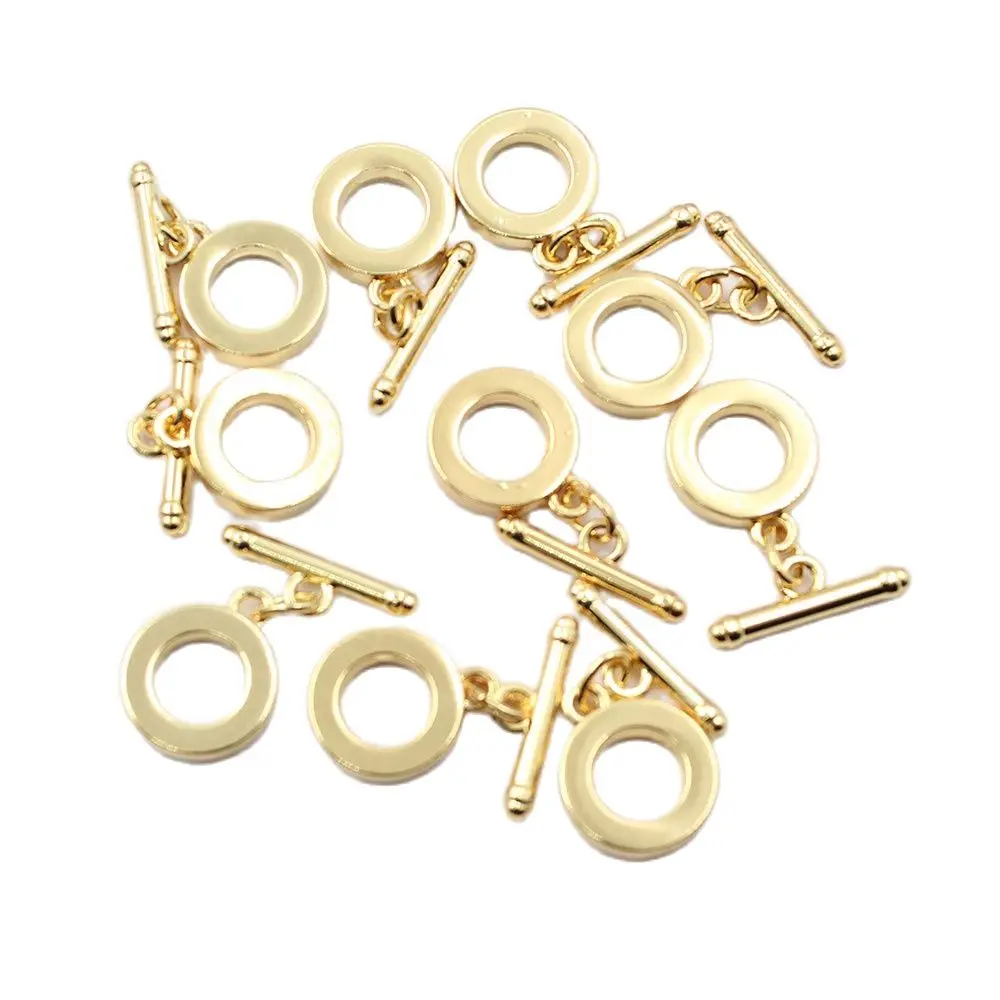 APDGG 10 Pcs Circle Round Copper Yellow Gold Plated OT Clasps For Pearl Bracelets Necklaces Making DIY Craft Accessories