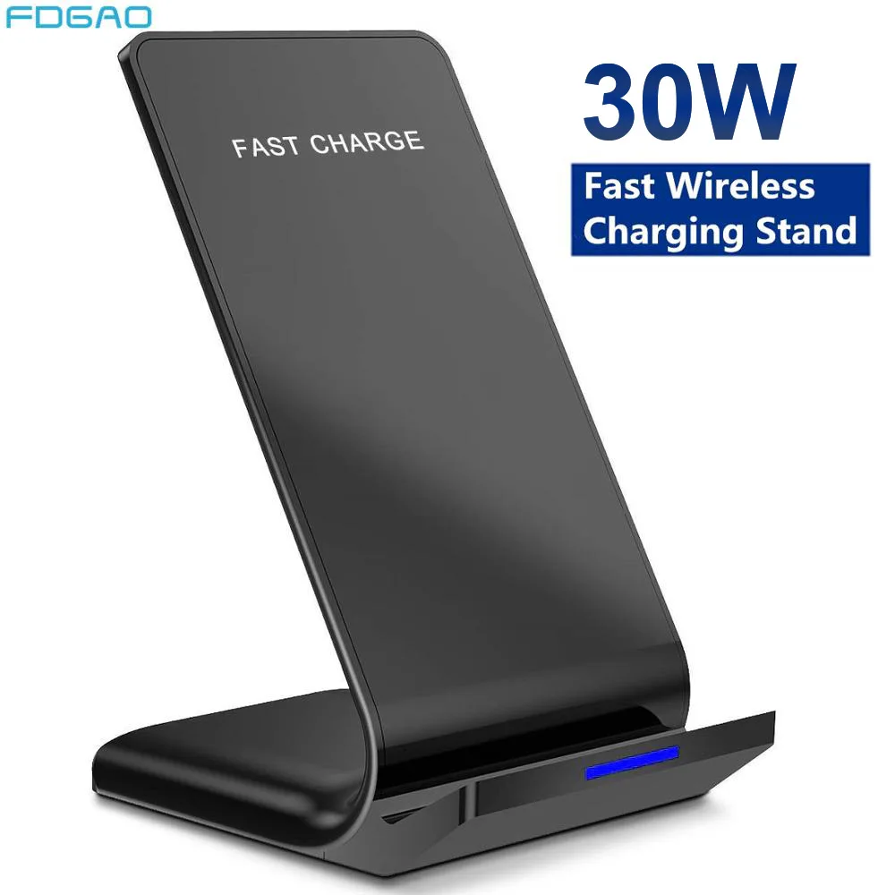 30W Wireless Charger Stand For iPhone 15 14 13 12 11 Pro XS Max XR 8 Samsung S23 S22 S21 Fast Charging Dock Station Phone Holder