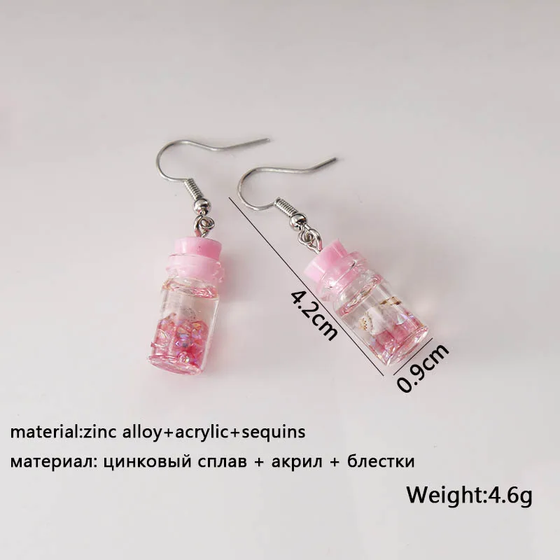 Cute Acrylic Pendants Hook Earrings Sequins Beer Bottle Women Dangle Earrings Korean Fashion Bear Small Earrings pendientes