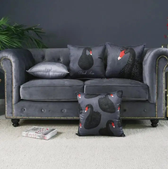 Luxurious Velvet Home Decor Pillow Cover Fashion Cushion Cover Gray Black Velour Decoration Pillowcase decorative pillowsham