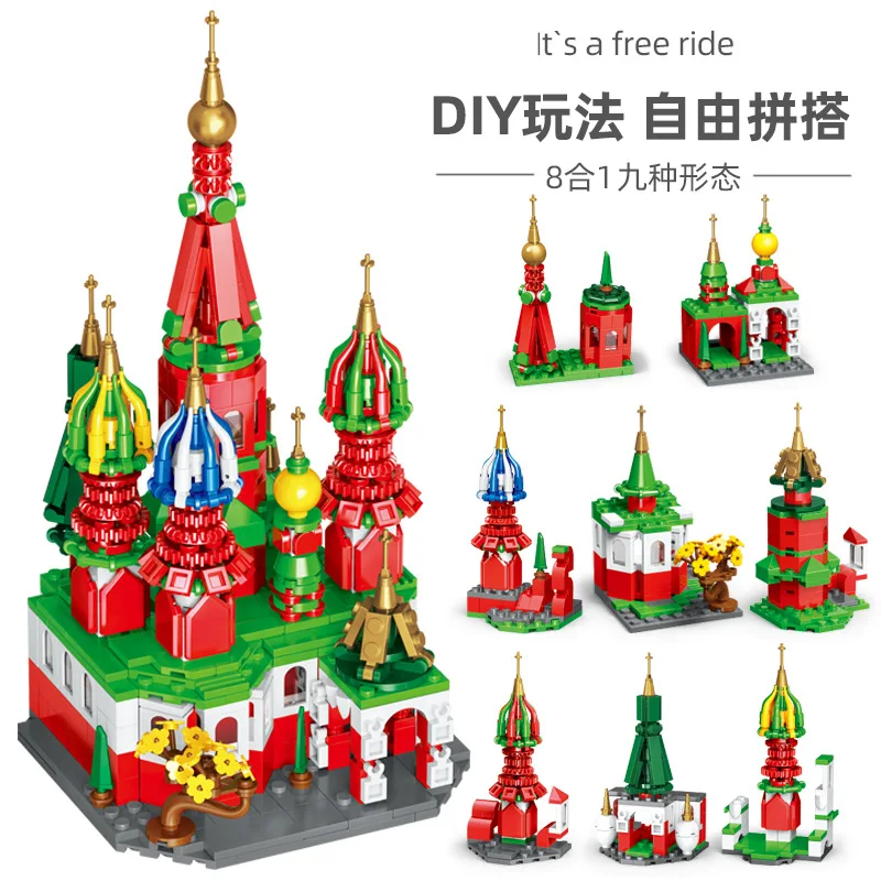 

Fun Plastic Blocks DIY Building Bricks Pink Castle Taj Mahal for Children Xmas Gifts Eiffel Tower Kids New Year Present Girls