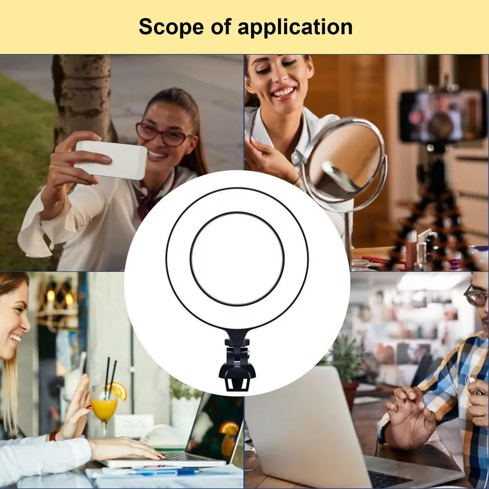 Selfie Ring Light Clip With Clip Mount Desk Makeup For IPad Laptop PC Webcam Light Clamp With Clip For TiktokYoutube Live Steam