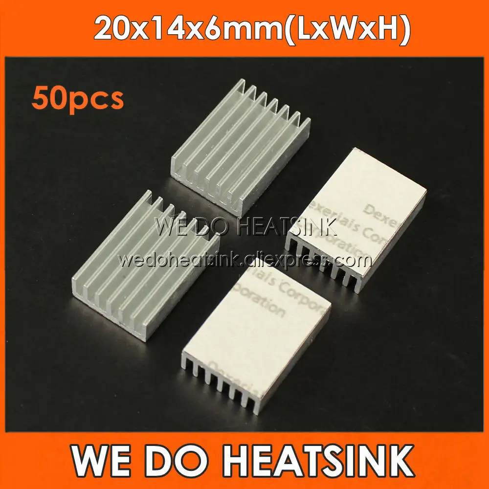 50pcs 20x14x6mm Aluminum Radiator Heatsinks Extrusion Cooler With Thermal Tape