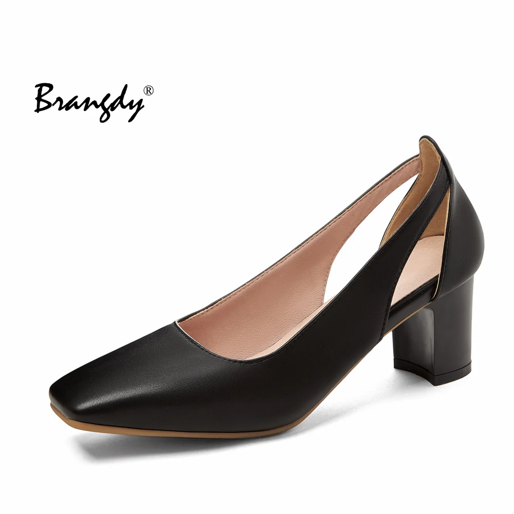 

Brangdy New Women Pumps Office Lady Sqaure Toe Sandals 6CM Block Chunky Heels Dress Party Ladies Shoes Woman Plus Size 33-45