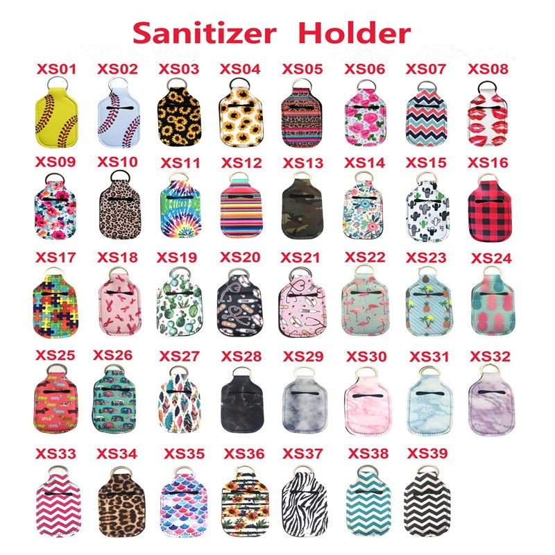 30ml Portable Sanitizer Travel Bottles With 24kind Colorful Neoprene Keychain Holder Flip Cap Refillable Bottles For Liquids