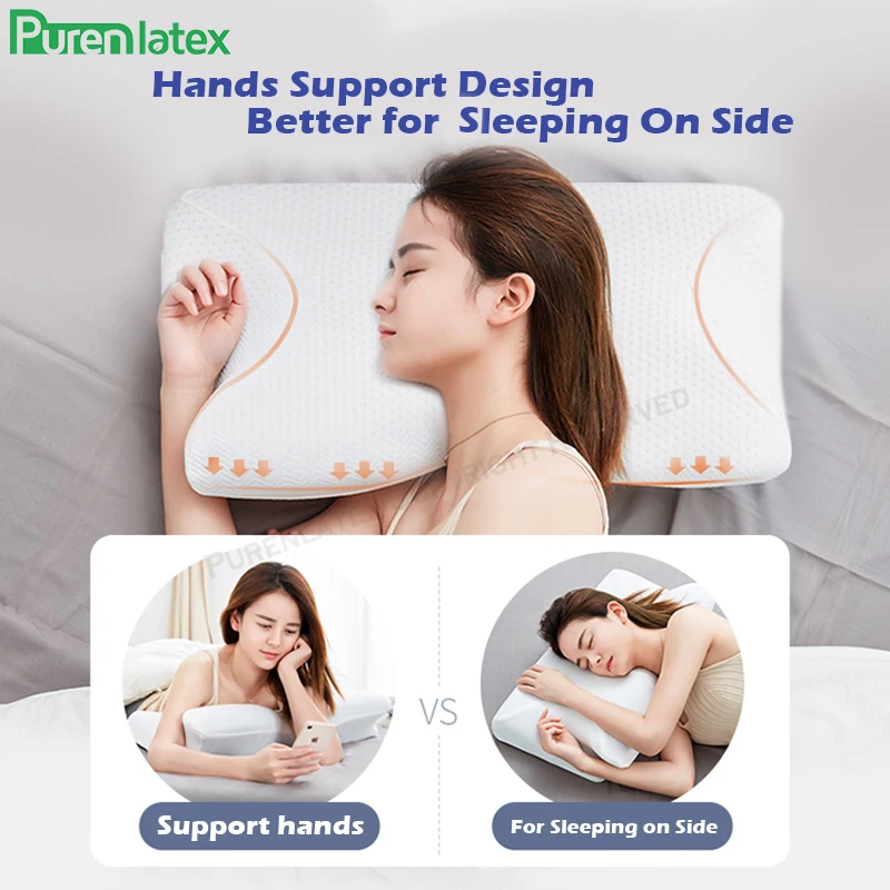 Purenlatex Contour Orthopedic Pillow Memory Foam Cervical 14cm Pillow Neck Pain Remedial Pillow for Side Back Stomach Sleepers