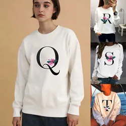 Women's O-neck Pullover Hoodie Sweater Letter Printing Series Long Sleeve Spring and Autumn Thin Sweatshirt Ladies Pullovers