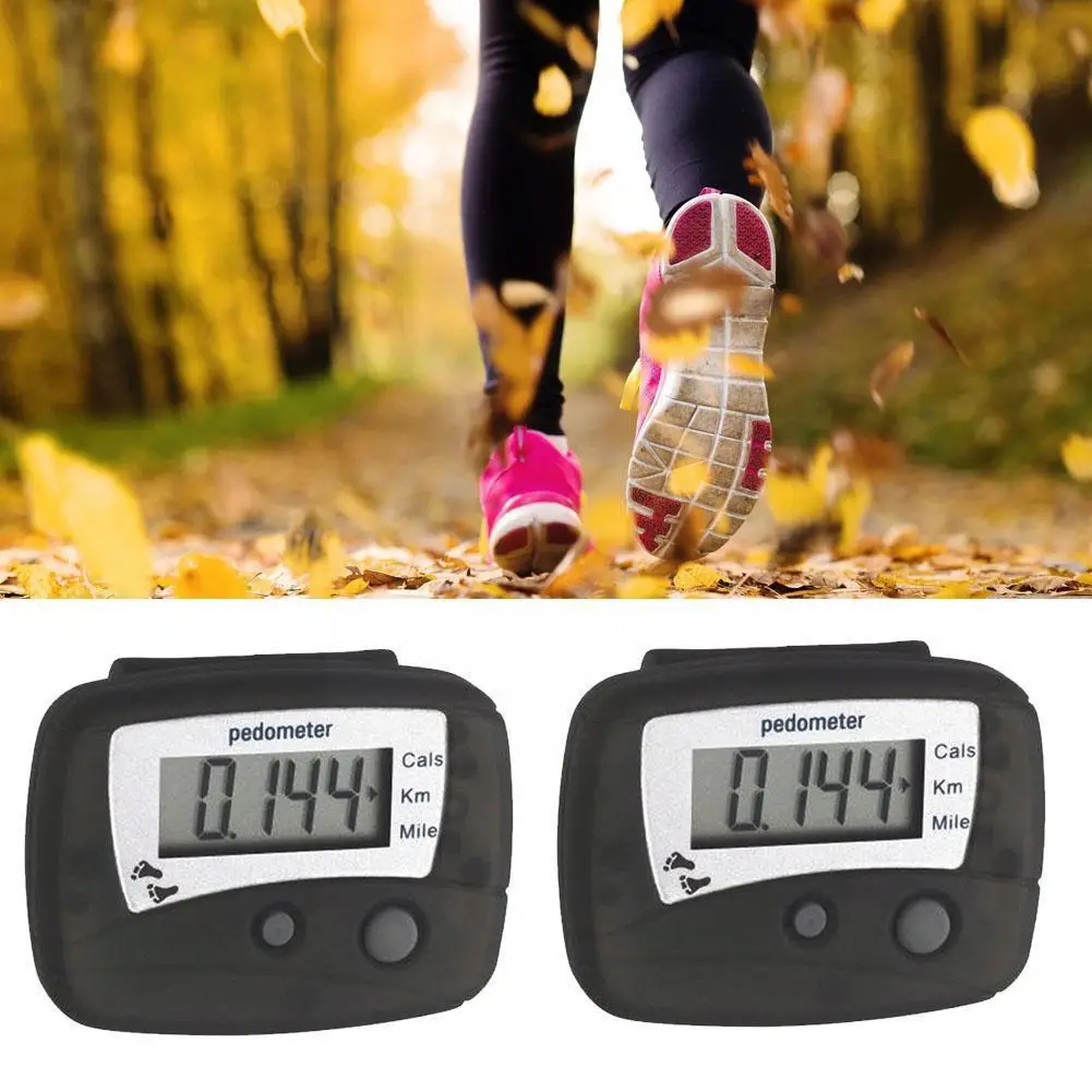 Black Portable Multi-functional Lcd Display Digital Outdoor Walking Calorie Pedometer Counter Equipment Sports Distance Ste A9L3