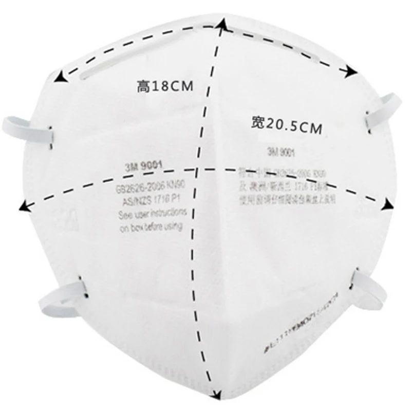 50 قطعة/صندوق 3M 9001 الغبار قناع الجسيمات الضباب الغبار واقية KN90 سلامة أقنعة