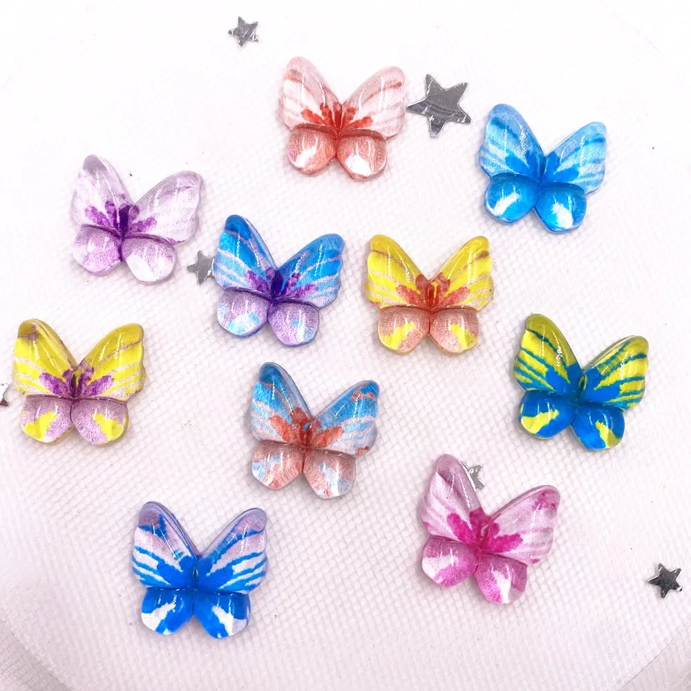 New Mix Resin 10/15/19mm Colorful Butterflies Flat Back Rhinestone Appliques DIY Wedding Scrapbook Craft