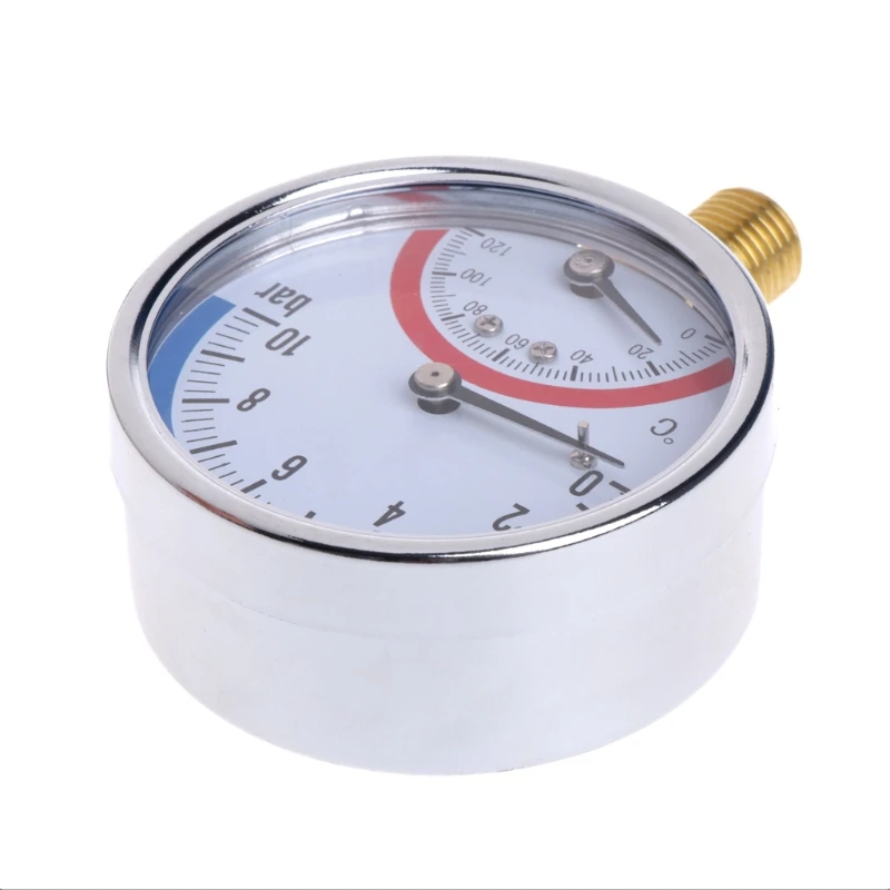 

2024 New 10 Bar Temperature Pressure Gauge Meter G1/4 Thread 2 in1 Thermometer Monitor