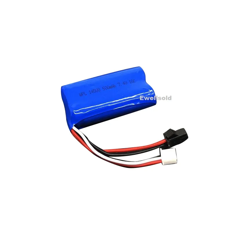 SM 7.4V 500mAh 2S Li-ion Battery/charger For MN45 WPL D12 D90 RC Car Boat Gun 2s Lipo Battery/Charger RC Car Accessories 14500