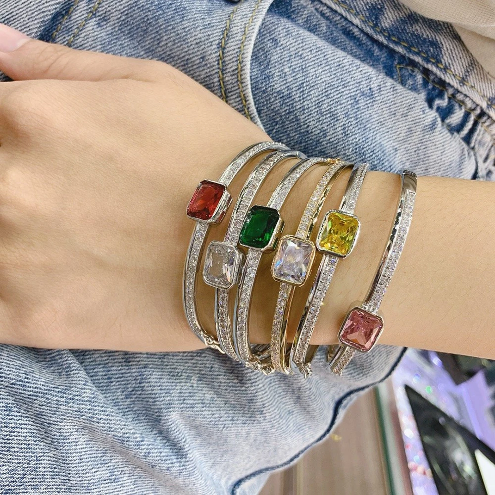 

HIBRIDE Clear AAA Cubic Zirconia Bracelets for Women Charm Bracelets & Bangles Femme Bridal Wedding Fashion Jewelry Gift B-154