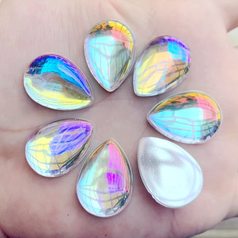 Teardrop Shape AB Clear Resin Rhinestone Flatback Gems Strass Crystal Stones for Wedding Dress Crafts Decorations W300