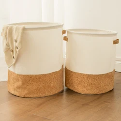 Waterproof Laundry Basket With Lid Kids Toy Organizer Collapsible Large Cotton Linen Folding Dirty Clothes Hamper Storage