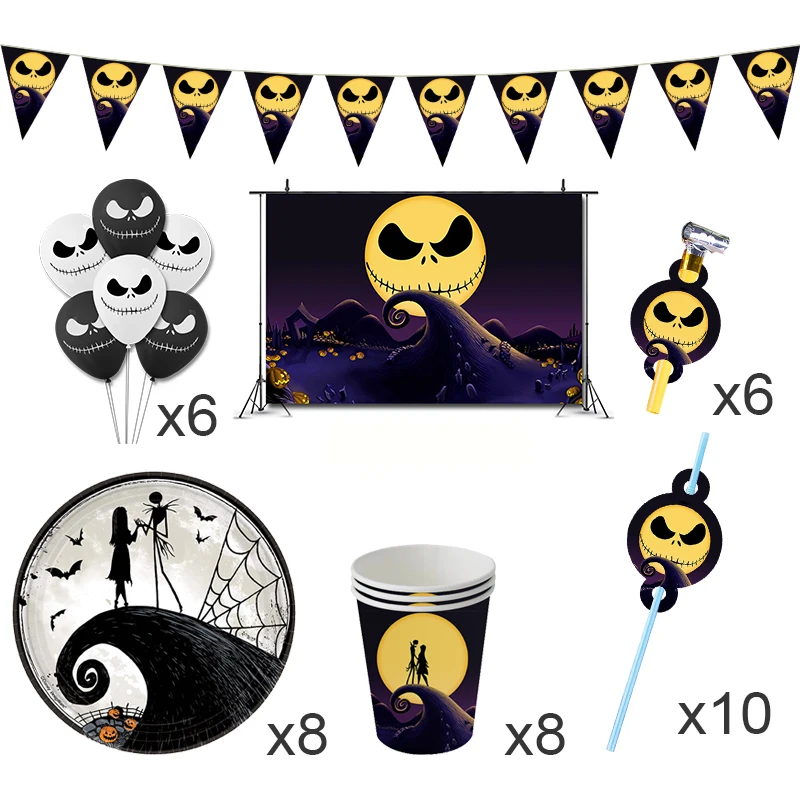 Nightmare before Christmas Birthday Party Decorations Game Sally Theme Supplys Banner Cups