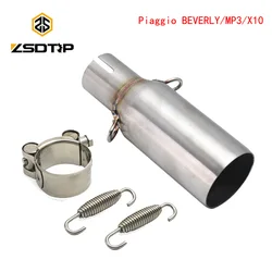 ZSDTRP For Piaggio MP3 125 2008-2014 BEVERLY 125 300 2009-2016 X10 125 12-16 Slip-on Motorcycle Exhaust Muffler Middle Link Pipe