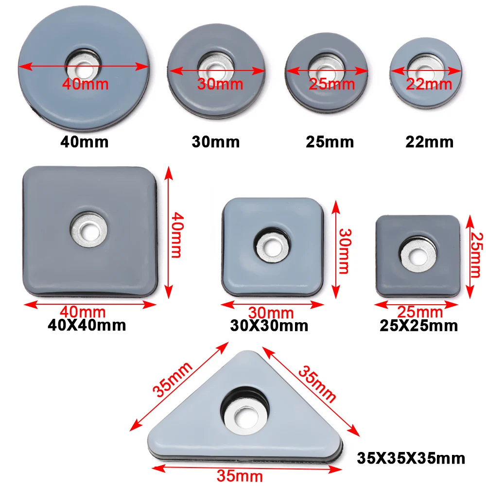 Alfombrilla antiabrasión de 8 piezas con tornillos, almohadilla deslizante gruesa, fácil de mover, muebles pesados, Bases de mesa, patas