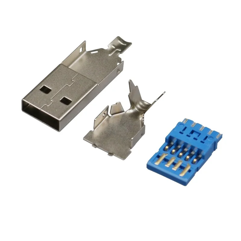 10pcs/lot DIY USB 3.0 male connector jack soldering type socket 3 in 1 for DIY USB 3.0 Cable