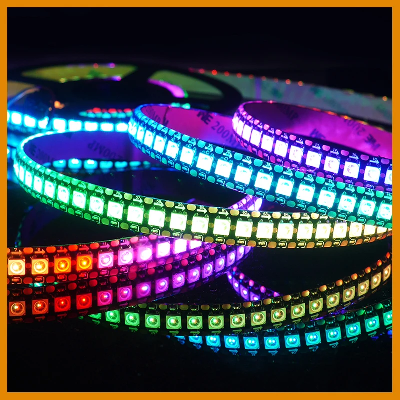WS2812B 1m 2m 3m 5m WS2812 LED Strips, Intelligent Individually Addressable RGB Lights, Black/White PCB DC5V TV Backlight Led Ta