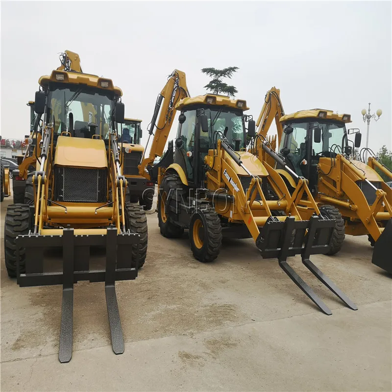 SY747 Four Wheeled Excavator Backhoe Loader   Excavation Loading Bucket Stepless Speed Change.